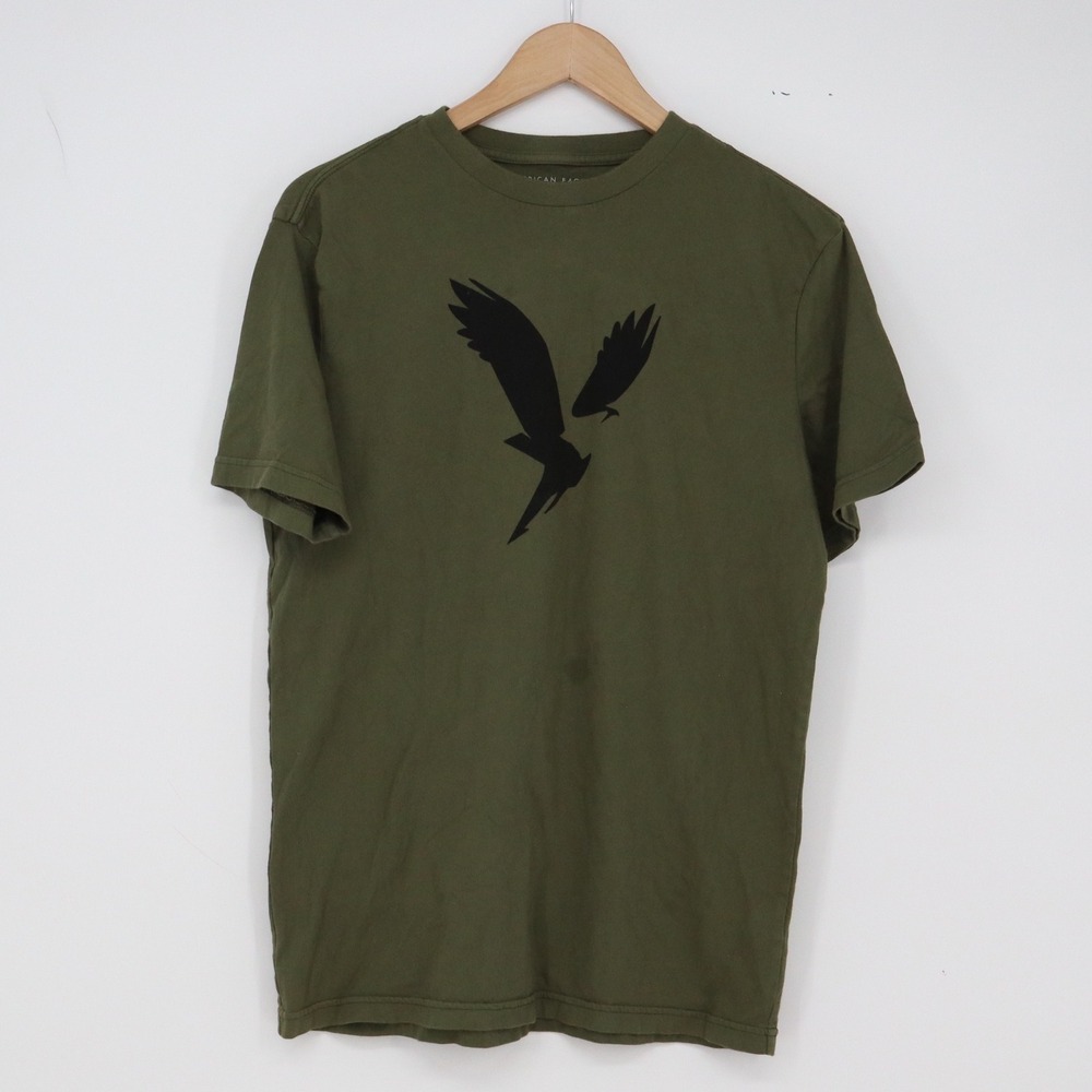 American Eagle T-Shirt Mens XS Super Soft Standard Fit Olive Green Graphic Good